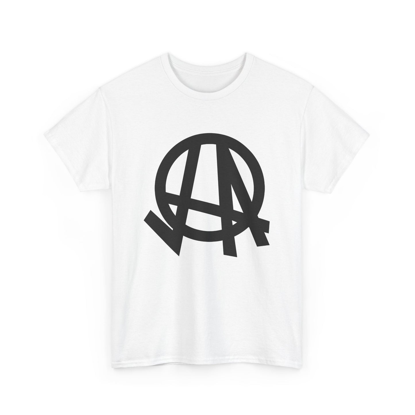 Unisex Heavy Cotton Tee with Johnny Angel Anarchist Symbol Design - Bold Statement Apparel
